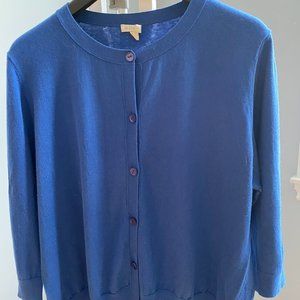 Eileen Fisher Blue Cotton-Cashmere Cardigan XL